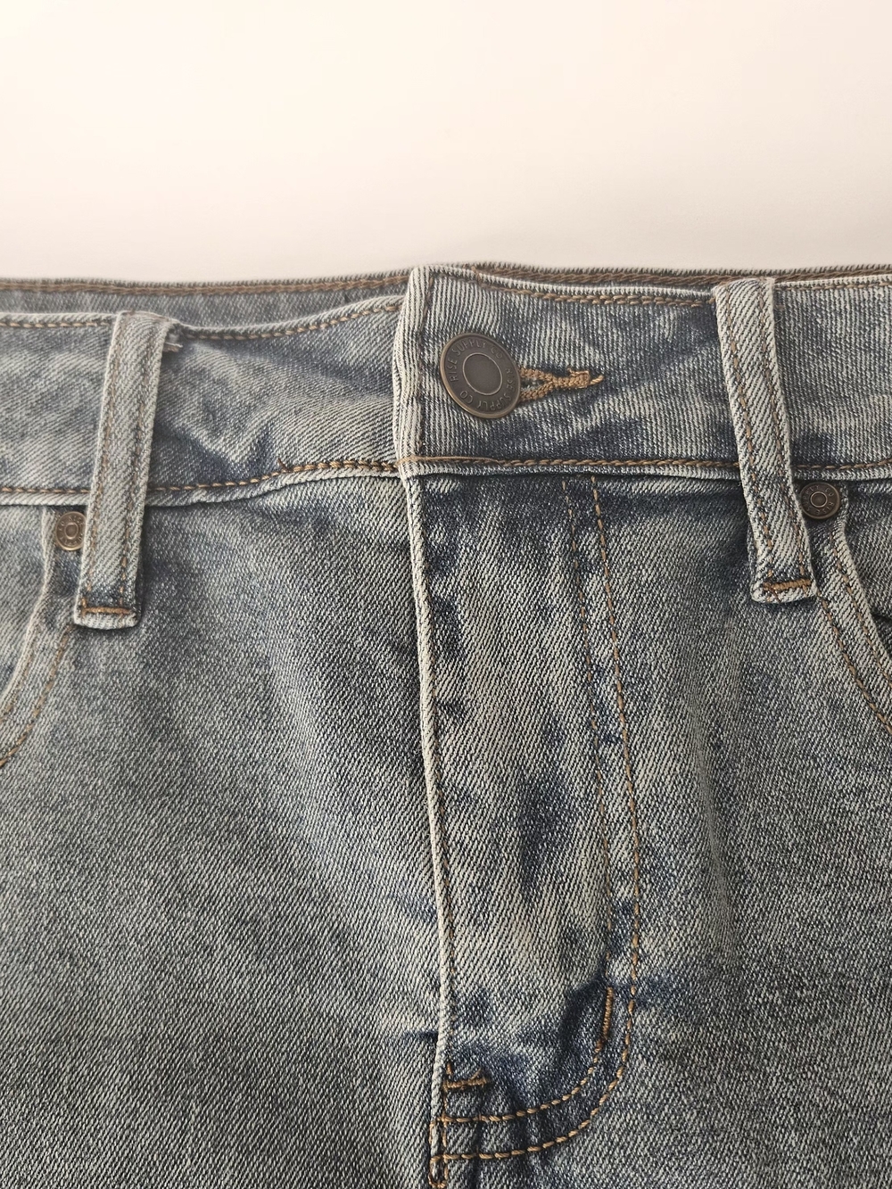 Rise Supply Co. Denim Mini Skirt Size M Blue Acid Wash Distressed Frayed Hem - Picture 3 of 11